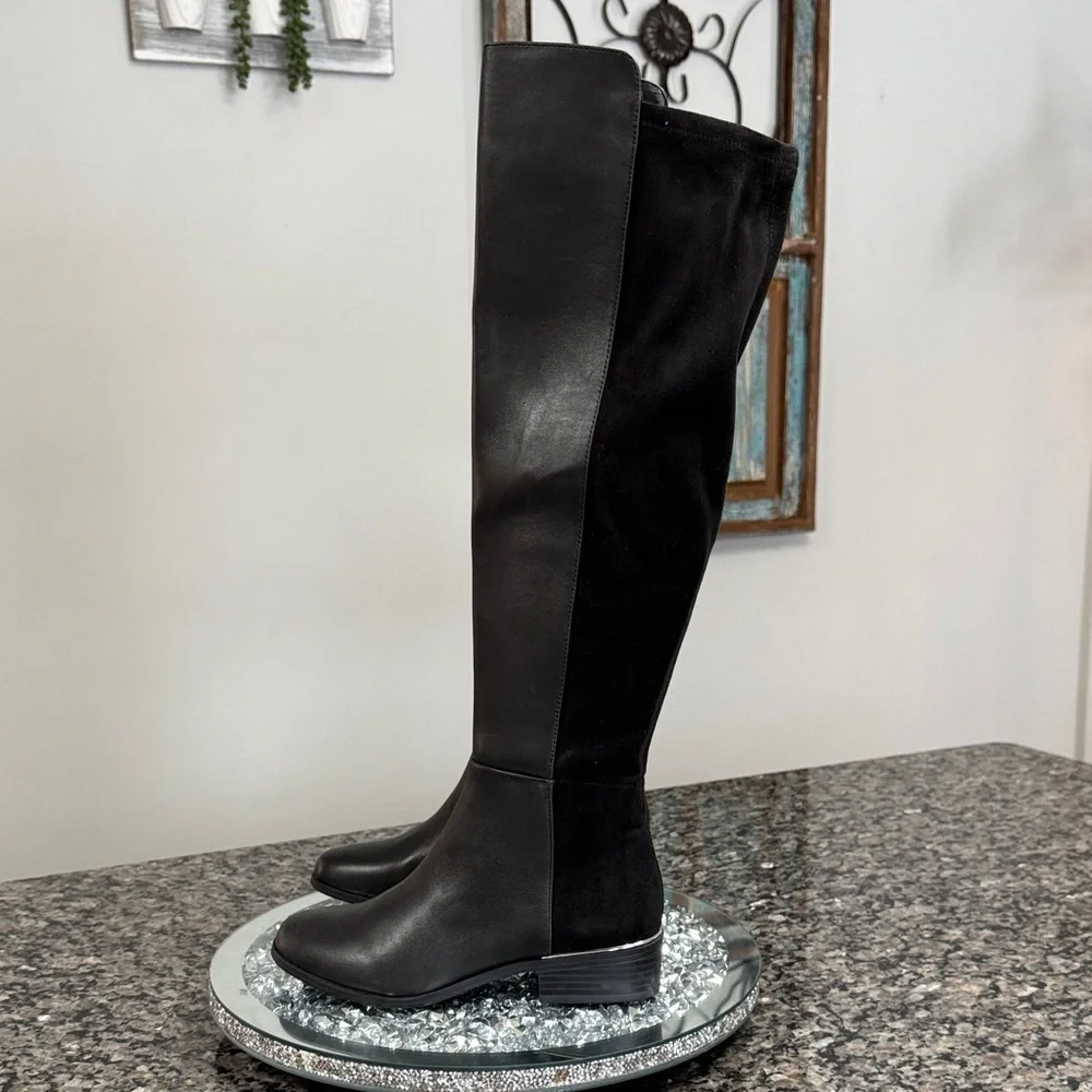 Alfani leather Black tall Boots with stretchy calf NEW 5.5